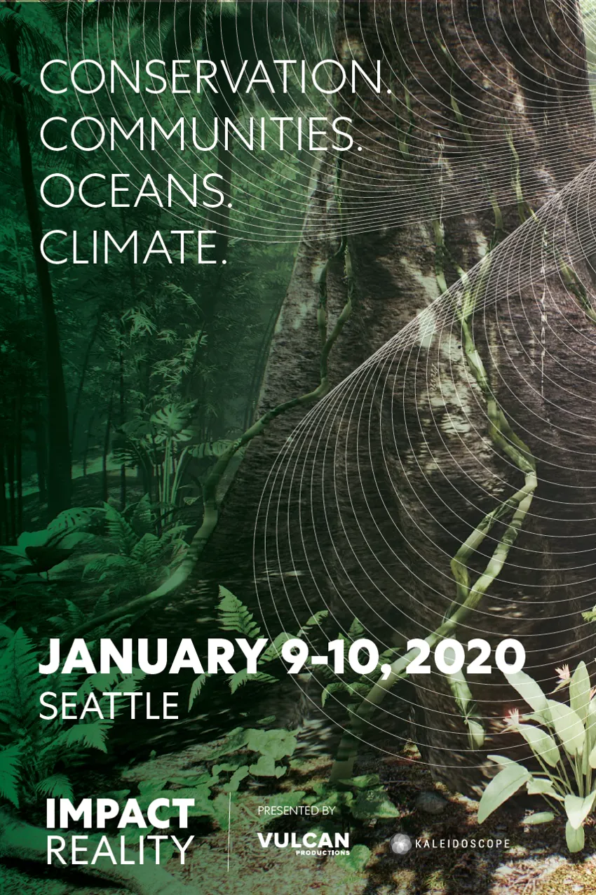 Impact Reality summit artwork featuring conservation, communities, oceans, and climate