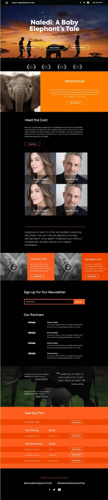Full-page Naledi film microsite